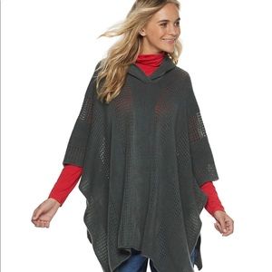 Women Hooded Knit Poncho
